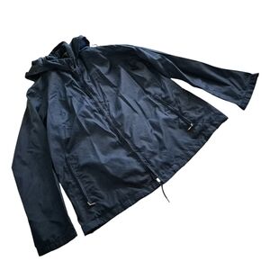 Woman Navy Hooded Windbreaker Jacket -Vintage